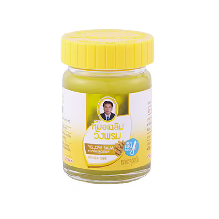 Wang Prom Herb Balzsamok - Wang Prom Thai Balm Balzsam - Sárga (Hűsítő) - 5g  <div style="font-size: 1rem;">Segít az ízületi fájdalmaknál, a szalagok és