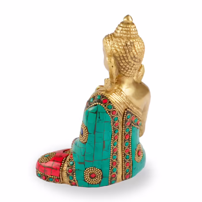 Buddha szobrok - Buddha szobor - Mudra tanítása - Sárgaréz - 16 cm  "Vitarka Mudra" - a szobor helyzete azt jelenti, hogy "Buddha tanításainak  