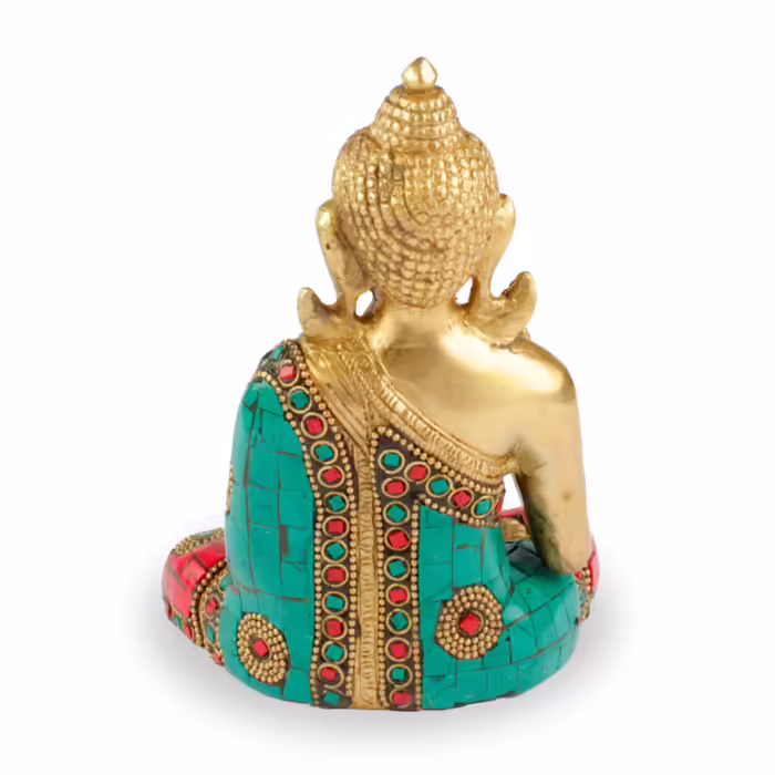 Buddha szobrok - Buddha szobor - Mudra tanítása - Sárgaréz - 16 cm  "Vitarka Mudra" - a szobor helyzete azt jelenti, hogy "Buddha tanításainak  