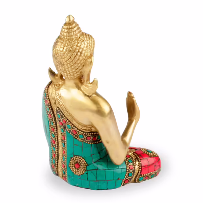 Buddha szobrok - Buddha szobor - Mudra tanítása - Sárgaréz - 16 cm  "Vitarka Mudra" - a szobor helyzete azt jelenti, hogy "Buddha tanításainak  