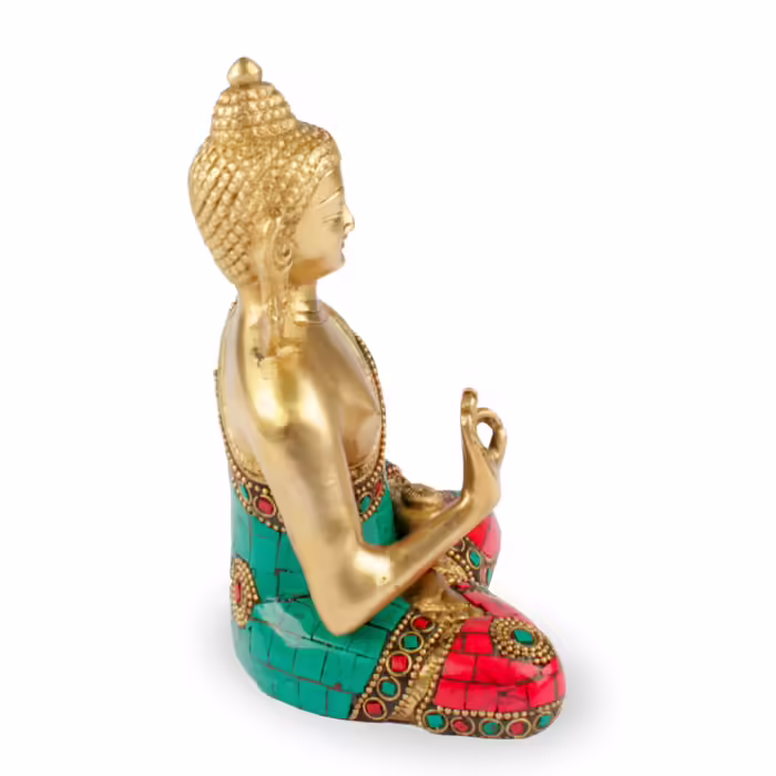 Buddha szobrok - Buddha szobor - Mudra tanítása - Sárgaréz - 16 cm  "Vitarka Mudra" - a szobor helyzete azt jelenti, hogy "Buddha tanításainak  