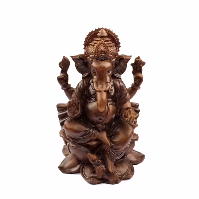 Ganésa szobrok - Ganésa szobor lótuszüléseben - Bronz - 21 cm  Ganesha, m&aacute;s n&eacute;ven Ganapati, a b&ouml;lcsess&eacute;g &eacute 
