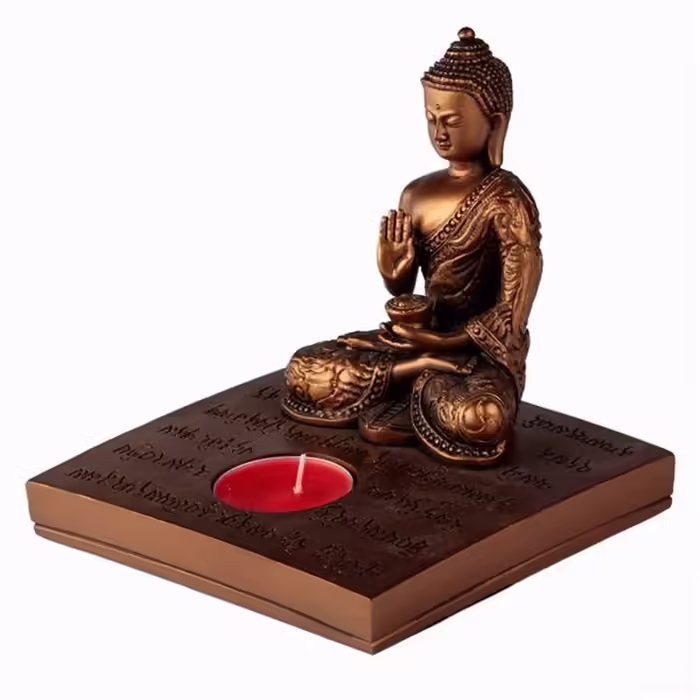 Buddha szobrok - Buddha szobor gyertyatartó - 13 cm  A gazdagon d&iacute;sz&iacute;tett &eacute;s r&eacute;szletgazdag Buddha k& 