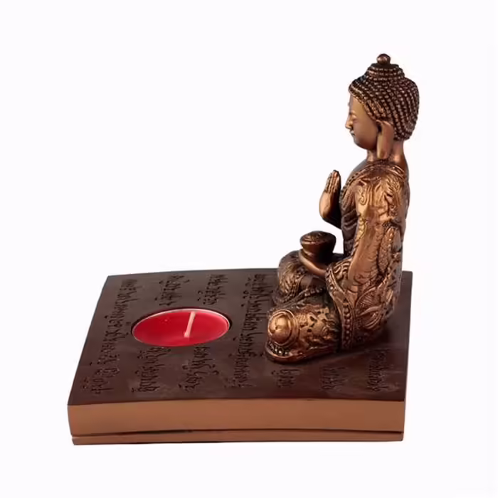 Buddha szobrok - Buddha szobor gyertyatartó - 13 cm  A gazdagon d&iacute;sz&iacute;tett &eacute;s r&eacute;szletgazdag Buddha k& 